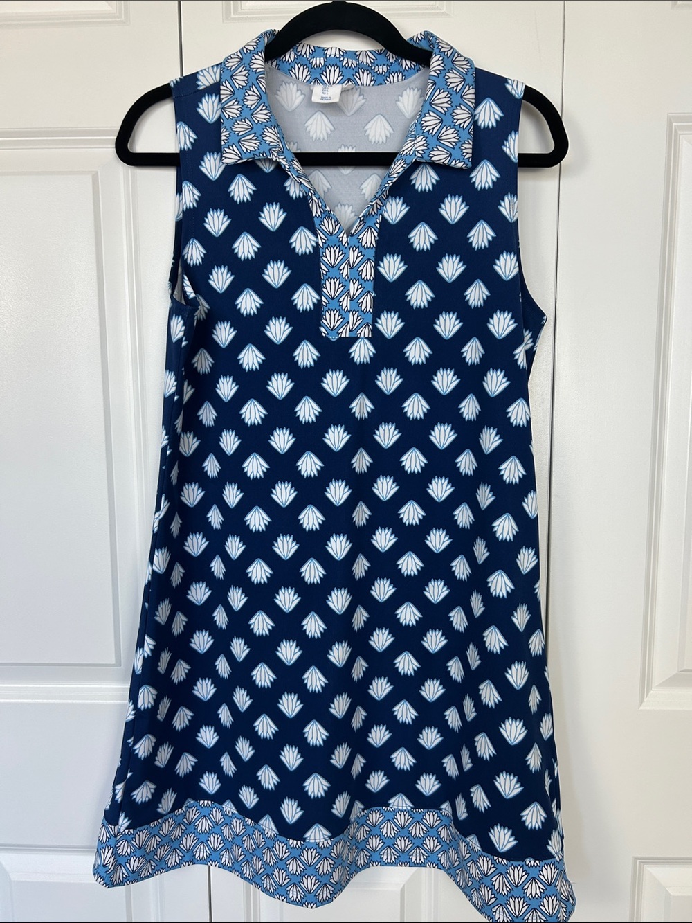 Sigrid Olsen Navy Patterned Dress Size Large